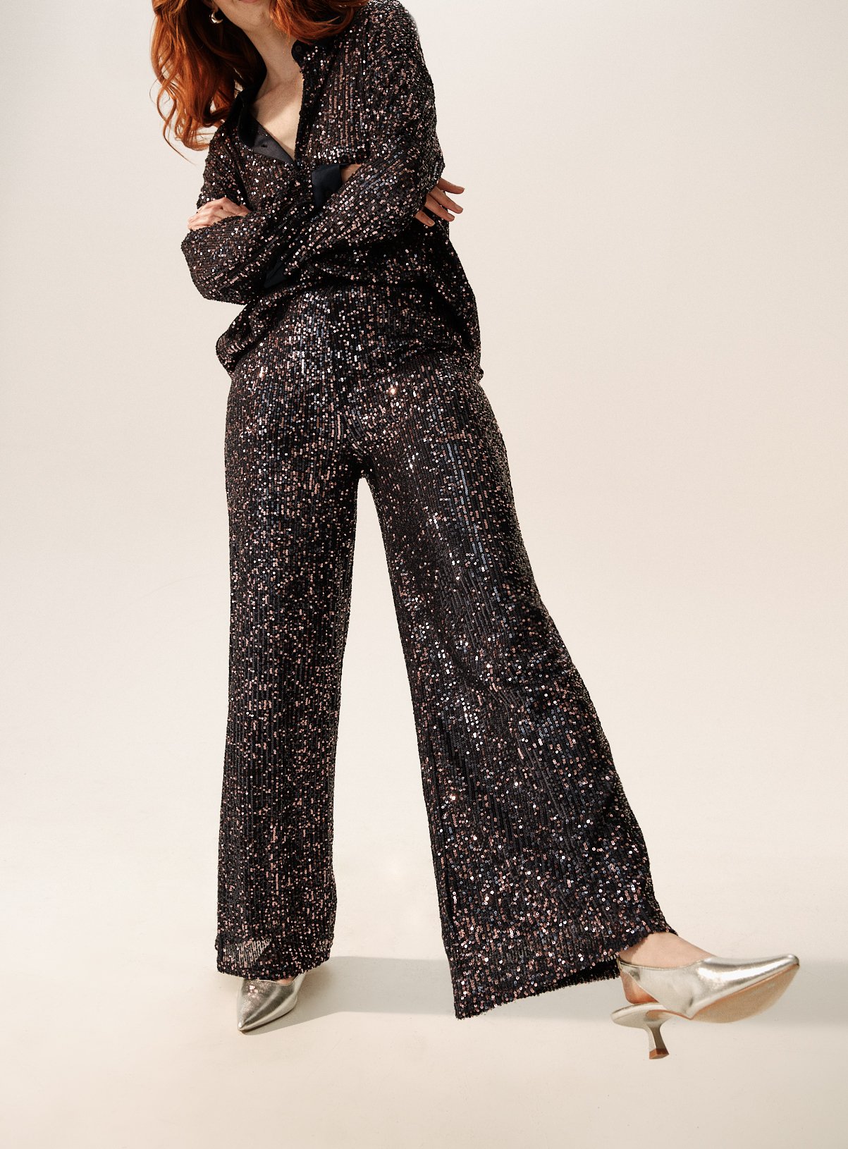 Purple Two-Tone Sequin Wide Leg Co-ord Trousers  8 - Image 3 thumbnail